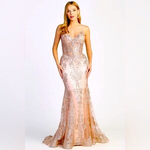 Adora Mermaid Glitter & Sequin Evening Gown